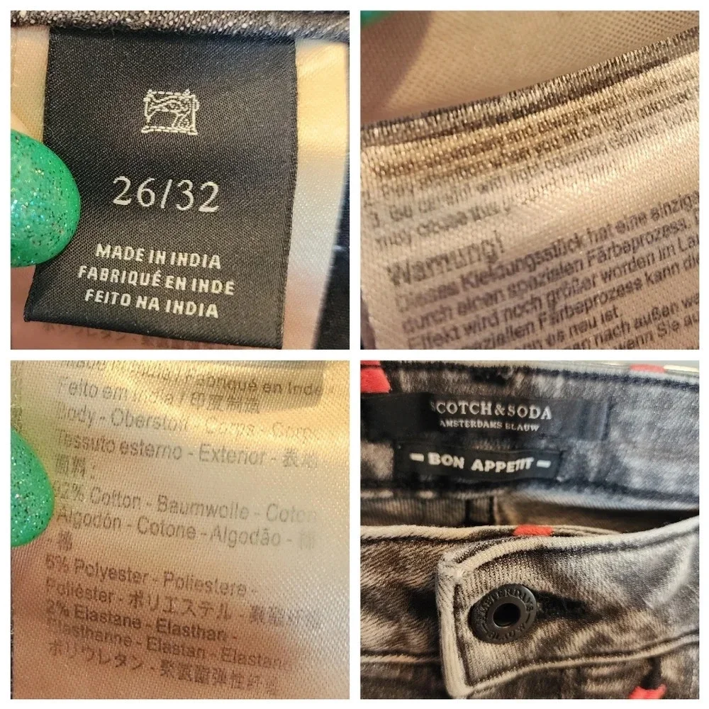 Scotch & Soda Pepper Embroidered Slim‎ Boyfriend Grey jeans.  Size 26.